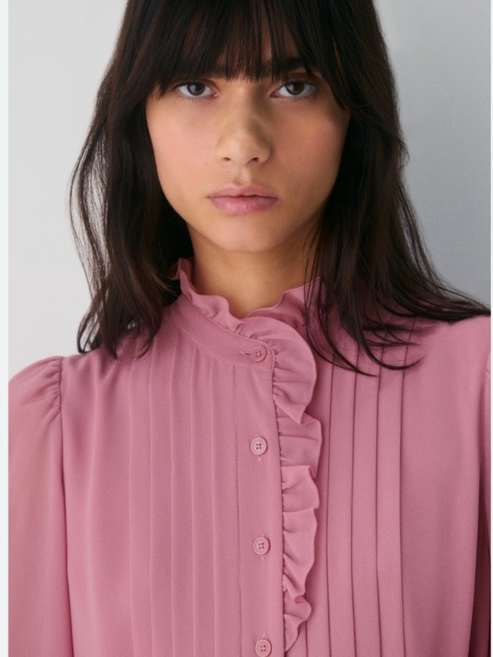 Aritzia Wilfred Salon Chiffon Button-up Maxi Shirt Dress Frozen Berry - Picture 3 of 10